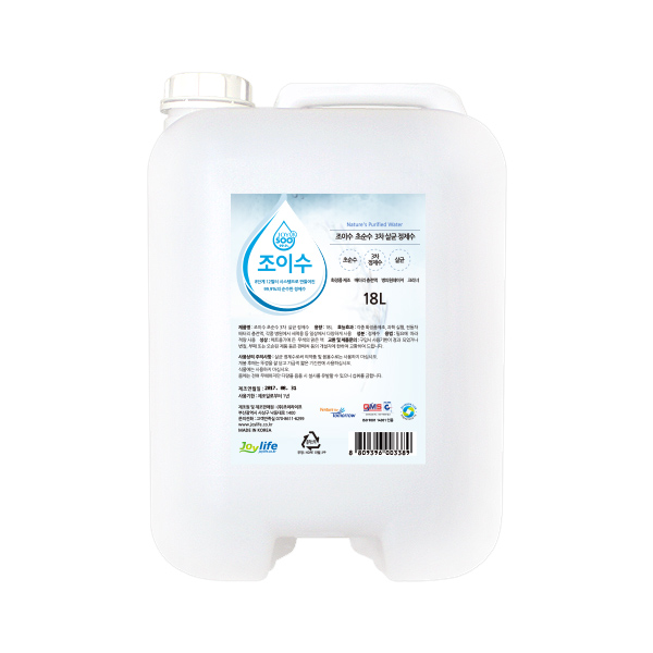 조이수 초순수 3차 살균 정제수, 1개, 18L 14,880원