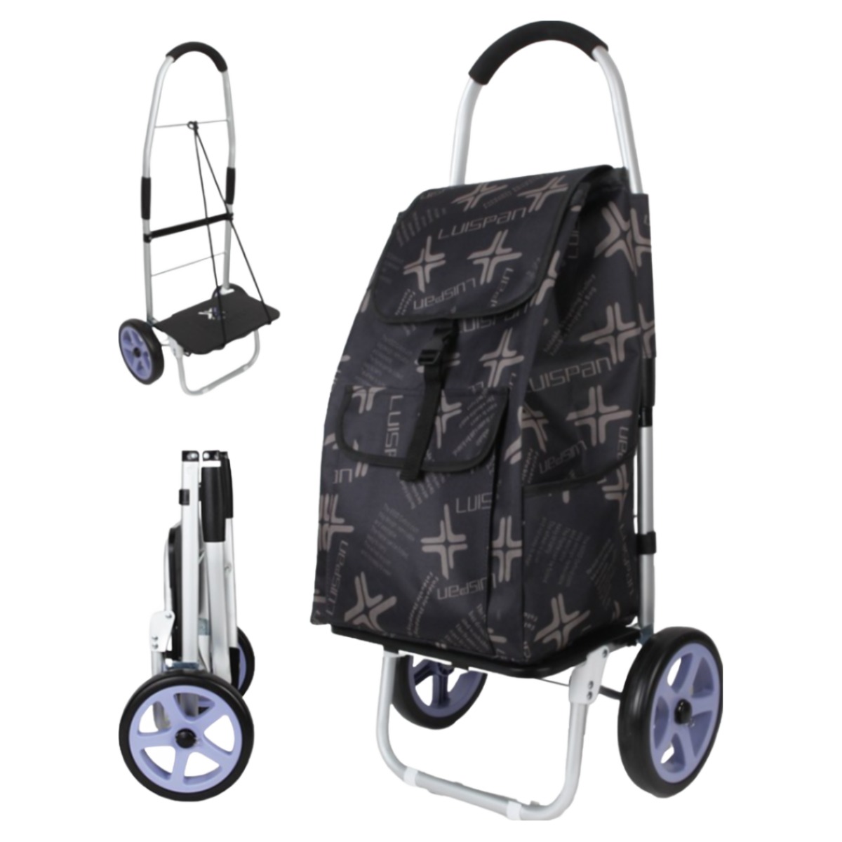 세컨드포그 바퀴달린 접이식 시장 장바구니 발판 캐리어 카트, 1개, 블랙 49,900원