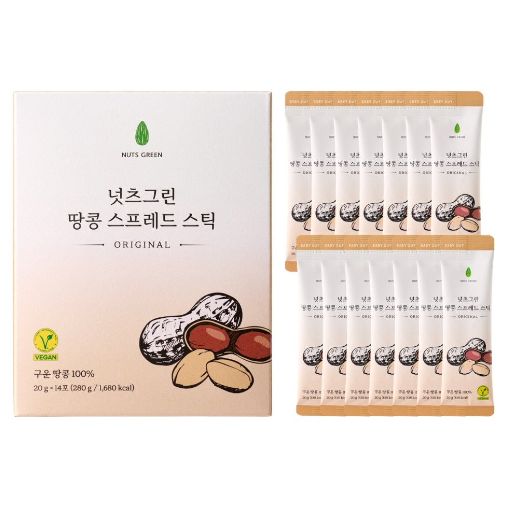 넛츠그린 짜먹는 저당 땅콩 스프레드 스틱 14p, 280g, 1개 15,800원