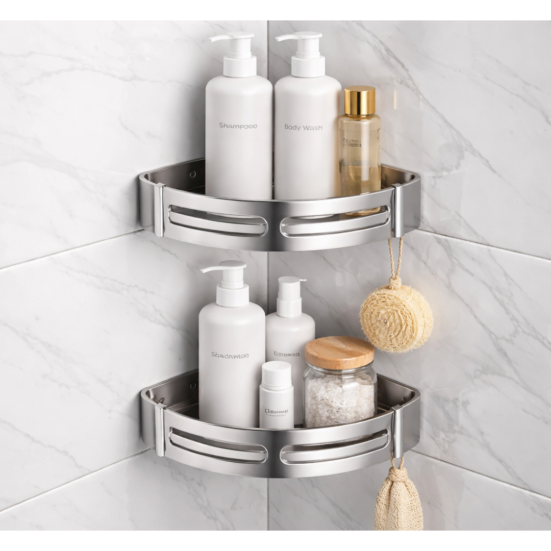 오복이픽마켓 코너형 접착식 다용도 욕실 선반 무타공, 실버 2개, 2개, 실버 12,200원