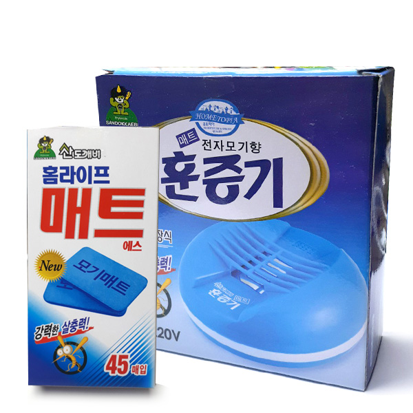 모기약 모기퇴치기 모기기피제 모기매트 전자모기향 훈증기 1개 + 모기매트 리필형 에스 45p 1개 산도깨비, 1세트 10,500원