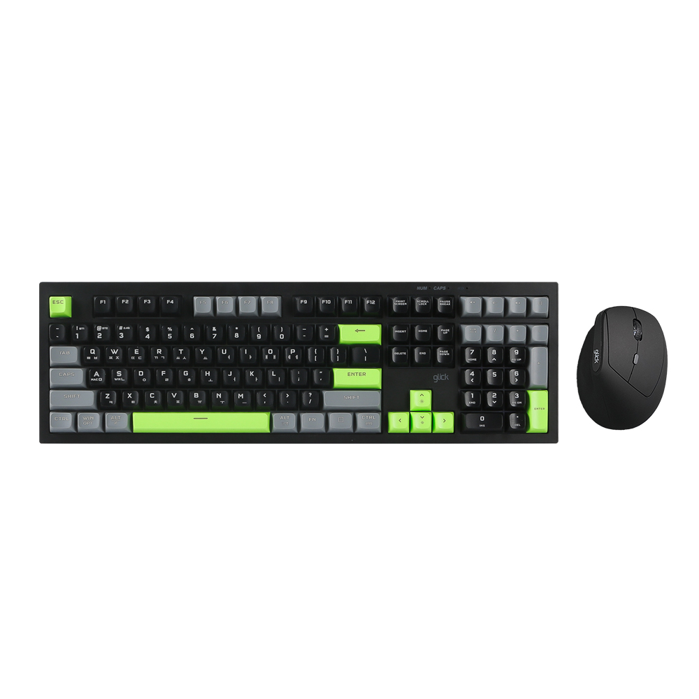 지클릭커 오피스프로 사일런스 무소음 무선 블루투스 108키 키보드 버티컬 마우스 세트, 일반형, 포커그린, WMK600 108키 46,200원