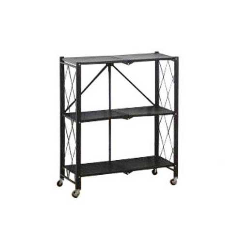 코코데모 원터치 접이식 폴딩 철제 선반 이동식 베란다 선반 바퀴달린 수납장 펜트리, 블랙, 1개 28,800원