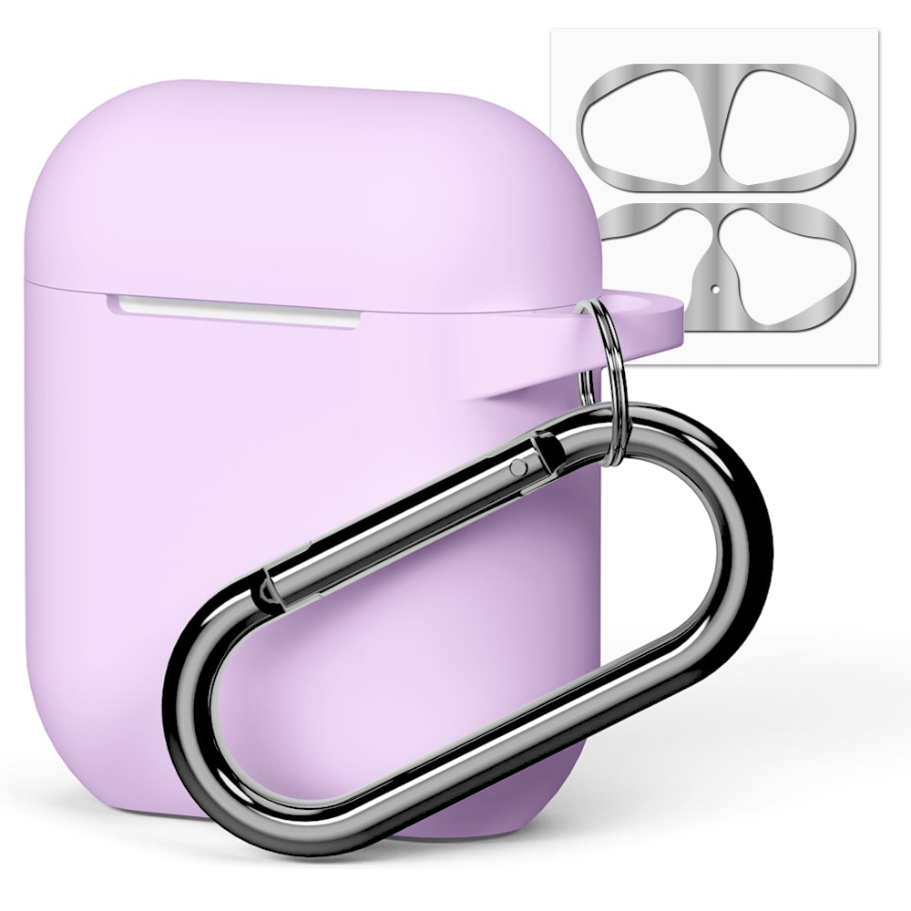 구스페리 에어팟 실리콘 케이스 + 철가루방지 스티커 + 카라비너 세트, 에어팟 1 / 2세대, 라벤더, 1개 6,750원