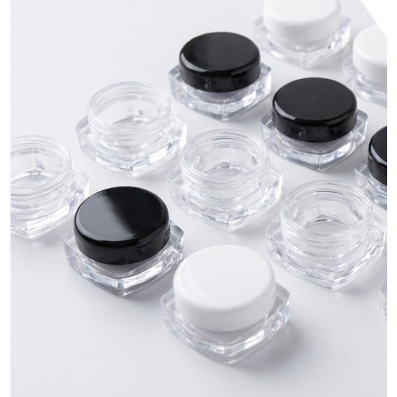 포웨이 3g 5g 사각 투명 크림 용기 화장품 미니 공병, 1개, 3g 블랙 60원