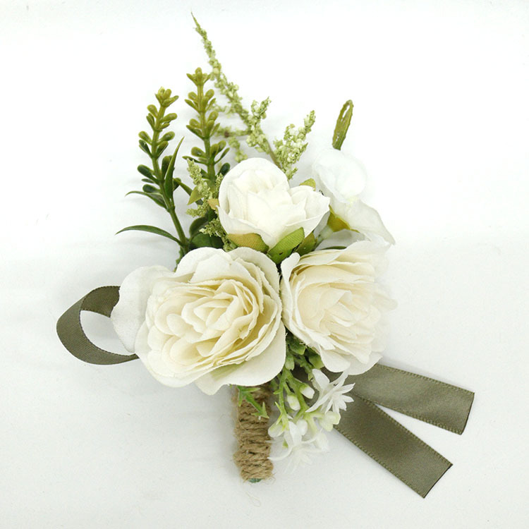 봄부쿠 조화 부토니에 웨딩 행사용 꽃사지 코사지, 1개, 화이트 9,990원
