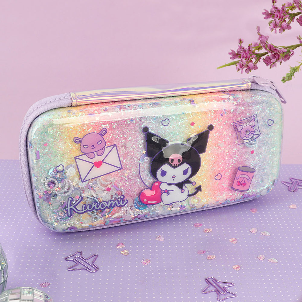산리오 반짝이는 펄 블링 쿠로미 레인보우 EVA 입체 파우치 필통 하드 케이스 19,120원