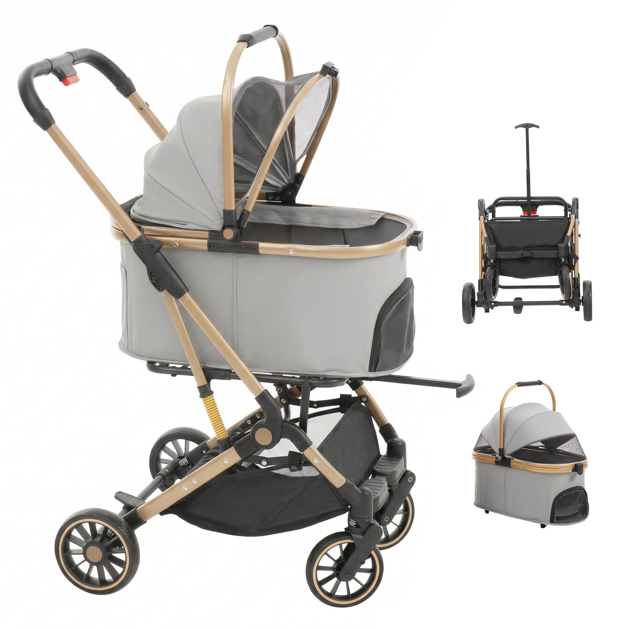 TRAIL TAIL 2026프리미엄 초경량 알루미늄 합금 개모차 접이식 분리식 반려동물 이동 카트 퀵폴딩 디럭스 강아지유모차, 1개, 그레이 1 115,000원