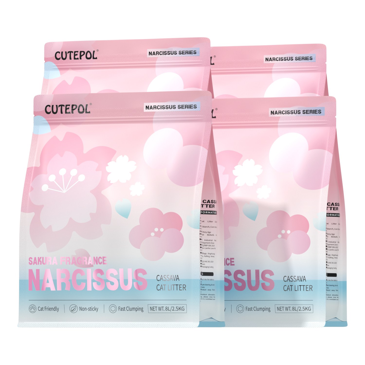 Cutepol 카사바모래 캣 리터 빠른 응집 강한 흡수력 무분진, 벚꽃 향, 4팩, 2.5kg 34,720원