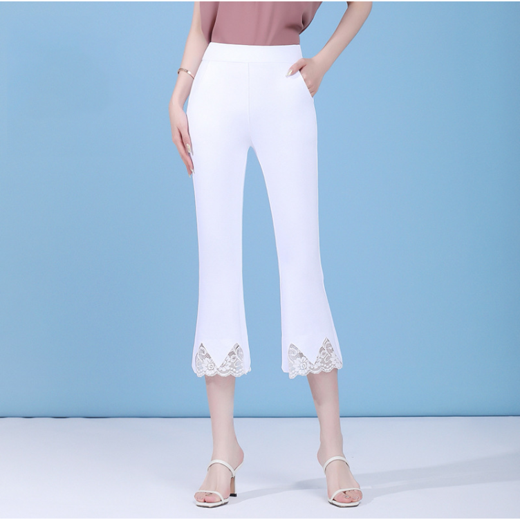Makone 레이스 여름 캐주얼바지 여성 와이드 루즈핏 슬림핏 스판 밴딩웨스트 칠부바지 19,990원