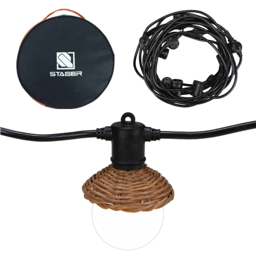 흑색소켓+라탄갓 파티라이트 스트링라이트 파티전등선 6m7소켓 7m9소켓11m10소켓 11m20소켓 15m25소켓 오징어등 야외파티조명 루프탑조명 42,760원