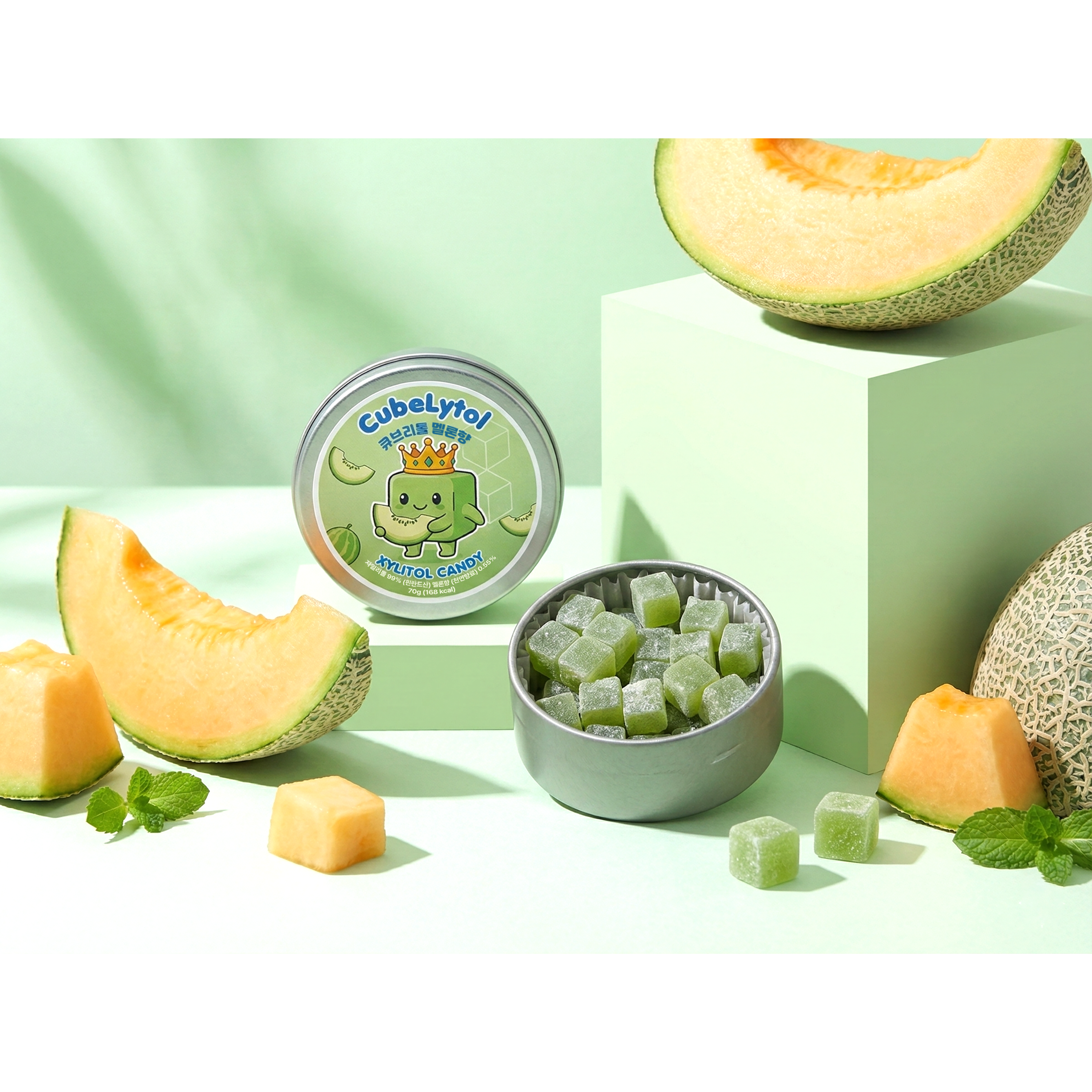 큐브리톨 자일리톨 캔디 무설탕 사탕 식후 입가심 메론향, 1개, 70g 7,900원