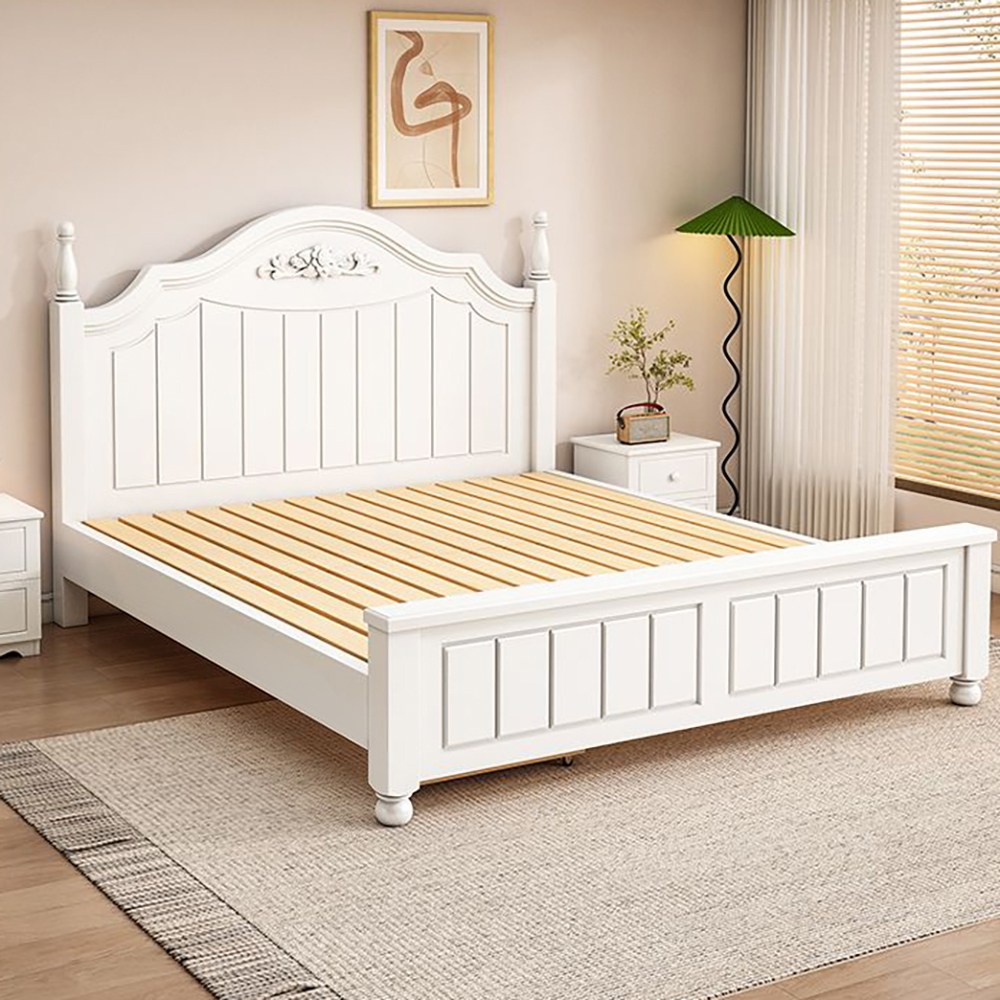 원룸 화이트 미니멀 모던 침대프레임 북유럽 높은 등받이 침대, 화이트(침대프레임 단품) 269,000원