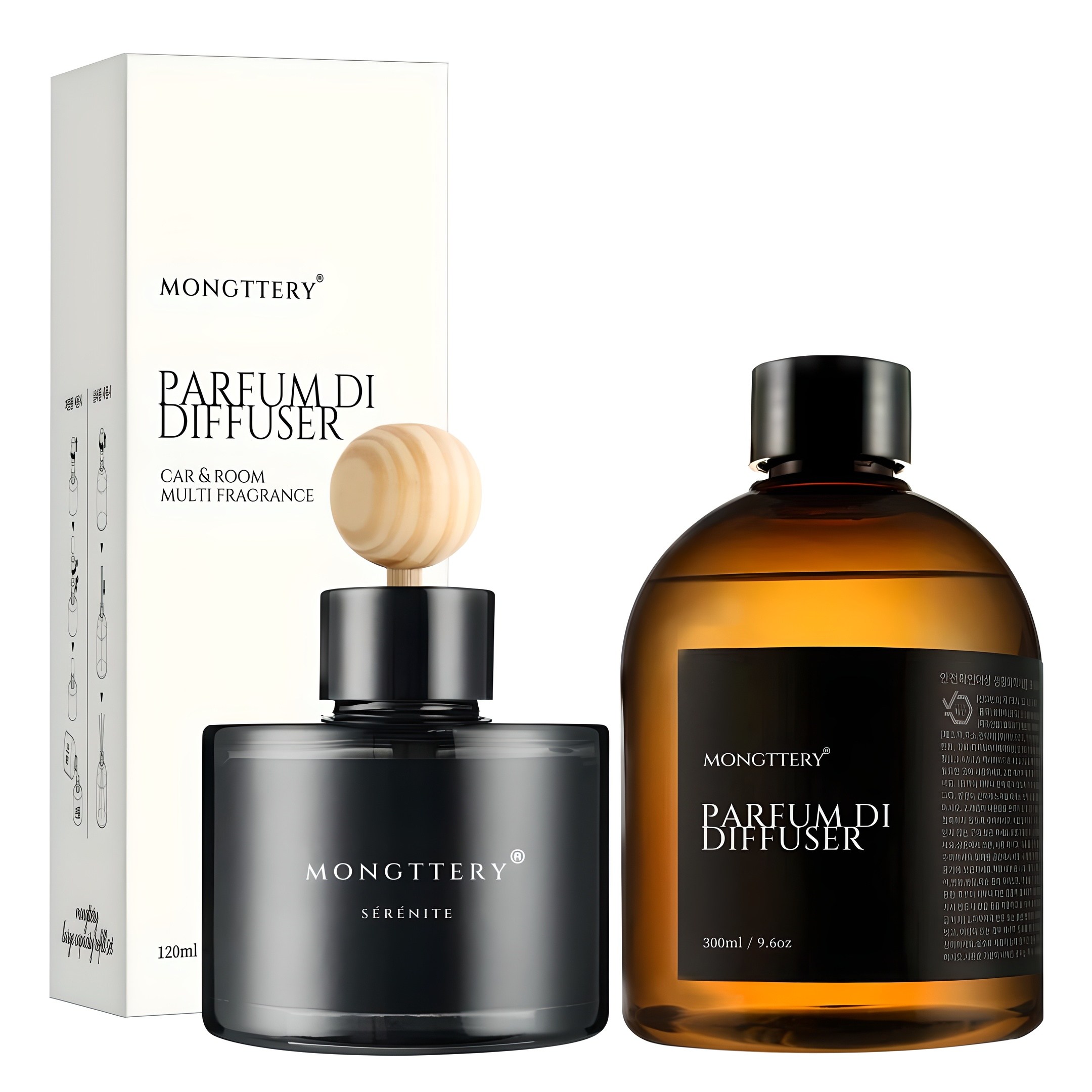 몽때리 올블랙 차량용 방향제 120ml 본품 + 300ml 리필 세트, 블랙체리, 1세트 19,000원