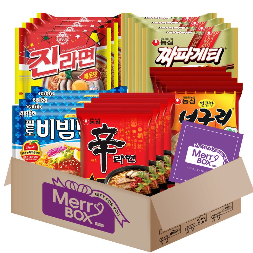 봉지라면세트 6호 20개(진라면매운맛4+신라면4+얼큰한너구리4+짜파게티4+팔도비빔면4)+메세지카드, 1세트 23,900원