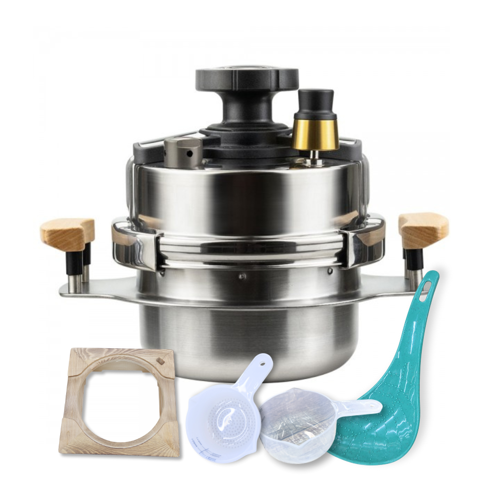 플라잉쿡 밥도둑 IH 통3중 스테인리스 누룽지 압력솥 세트 (받침대+주걱+계량컵) 129,000원