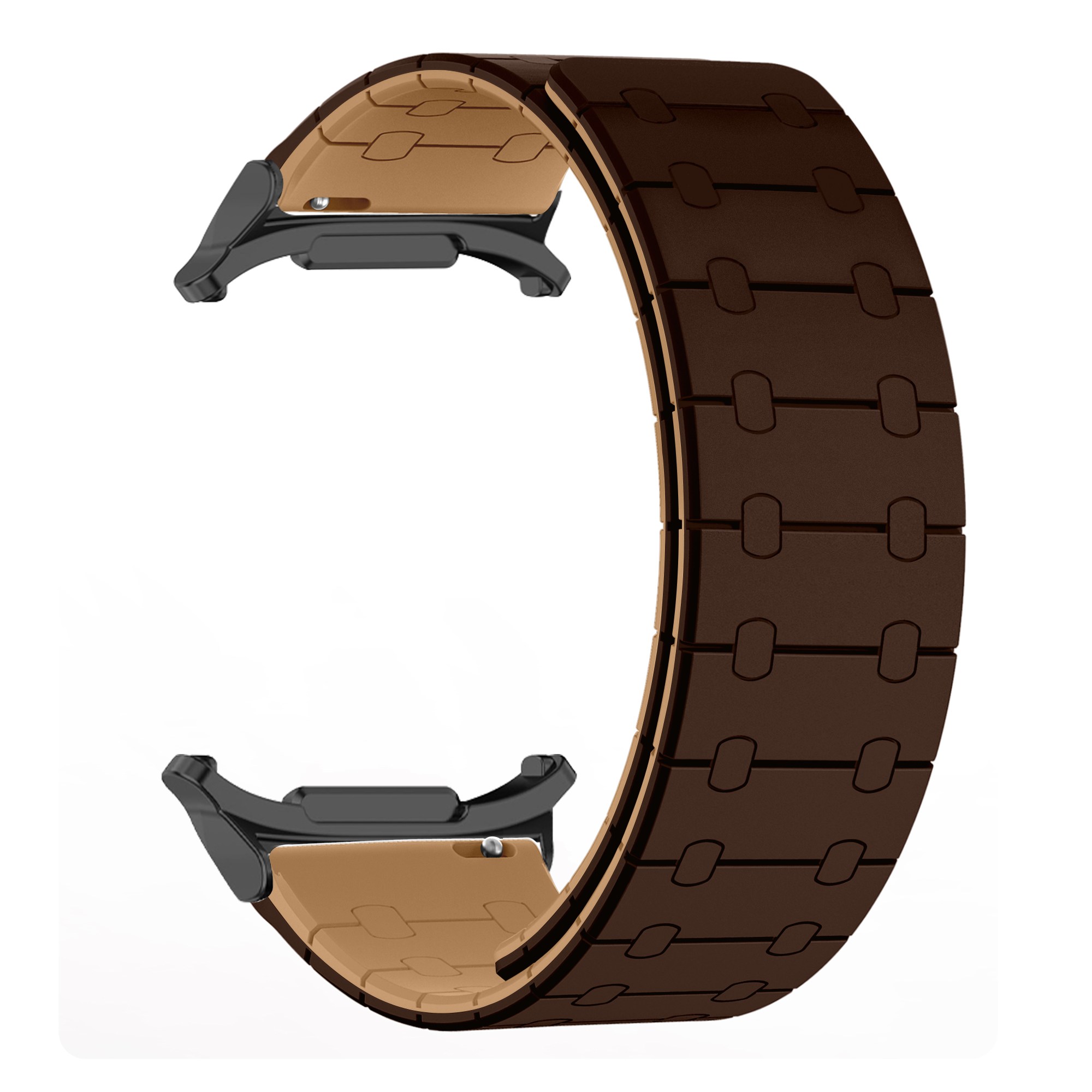 투톤 강력한 마그네틱 갤럭시워치 7 8 울트라 47mm 실리콘 스트랩 자석 밴드, 블랙스틸-(다크+라이트브라운), 1개 18,800원