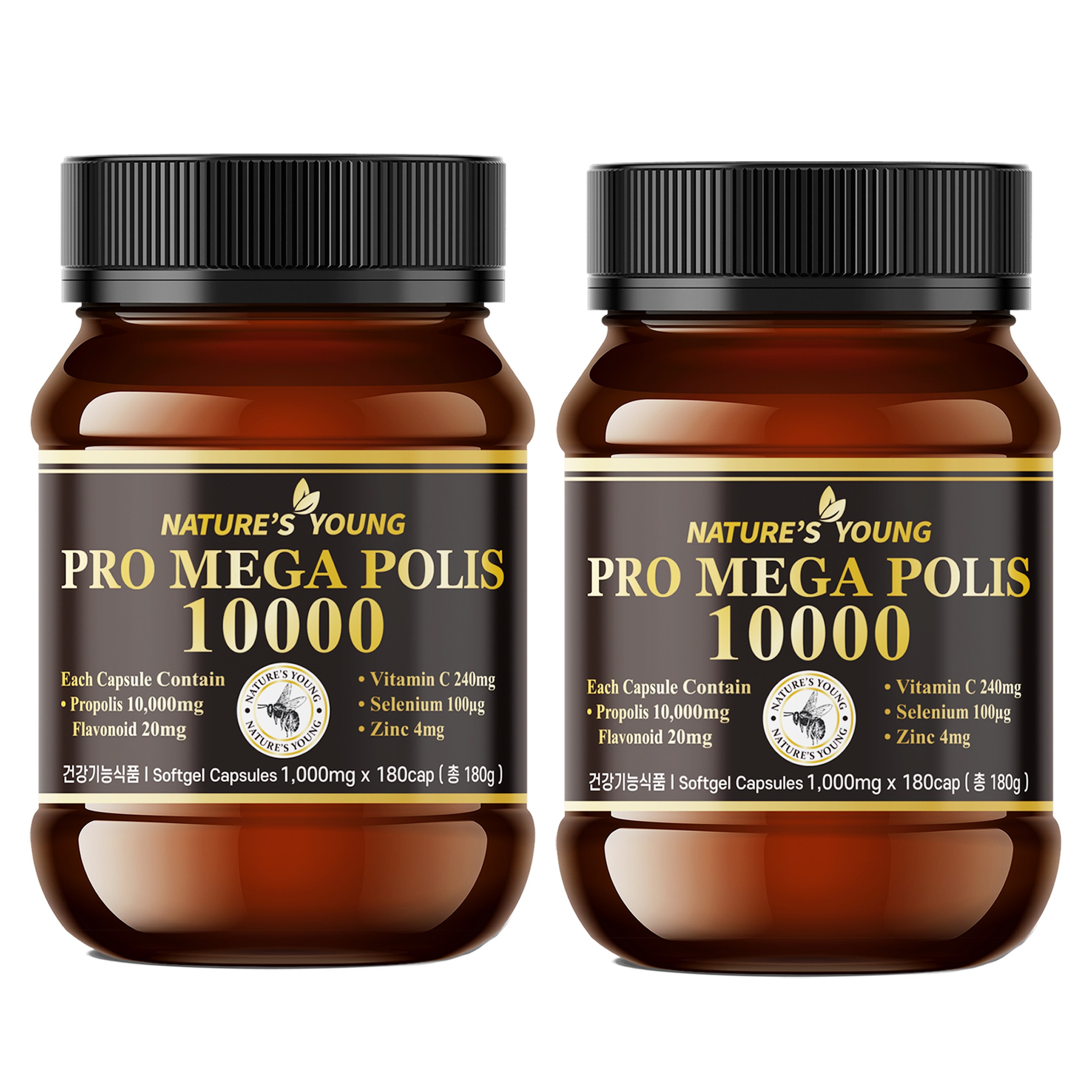 호주 네이쳐스영 프로폴리스 10000mg 함량 10배, 2개, 180정 158,000원
