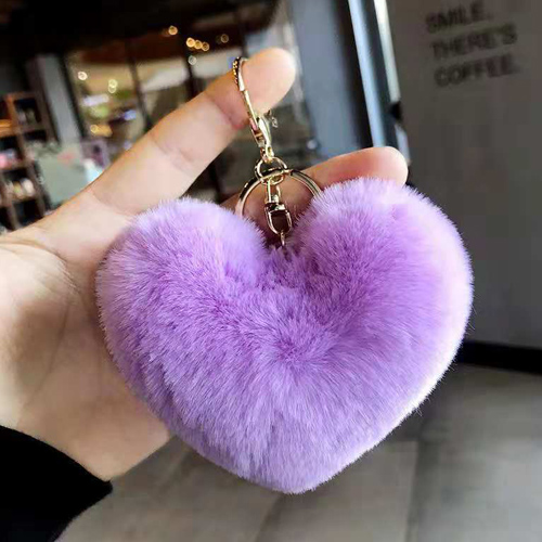 러블리 하트 퍼 모양 토끼털 폼폼 가방 미니 키링 키홀더 J235 4,350원