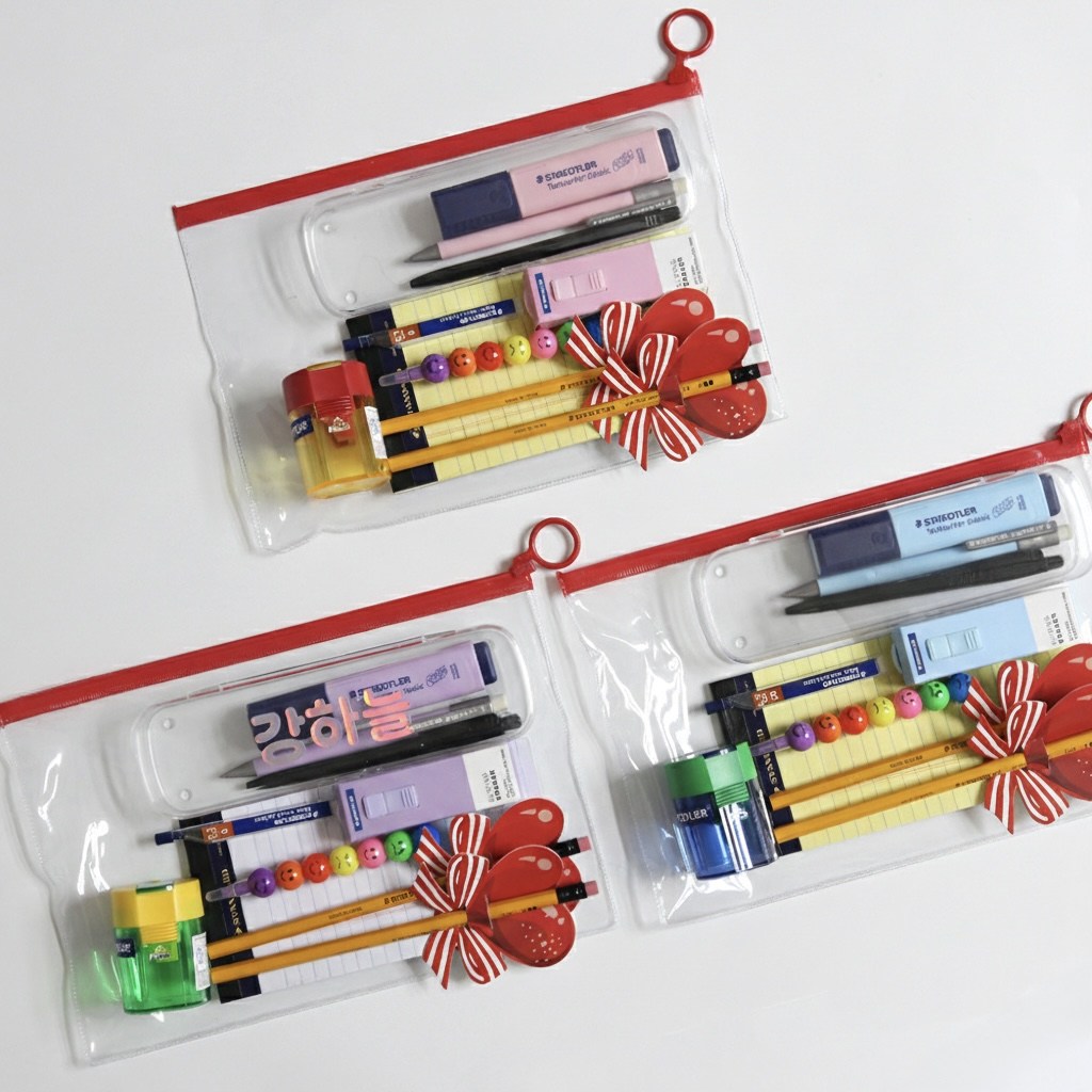 스테들러 문구 학용품 선물 세트 지퍼백 [커스텀 파스텔 톤 3색 문구류 스태들러 학생 연필 슬라이드 지우개 샤프 입학 졸업 신학기 새학기 시험 응원 필기구 굿즈 템], 1세트, 핑크 커스텀 제외 29,000원