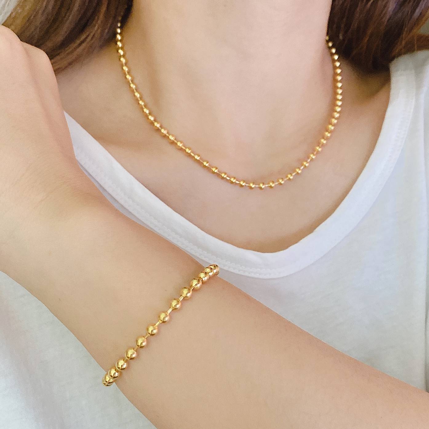925실버 18k 4mm 볼 목걸이 팔찌 세트 은세트 178,000원