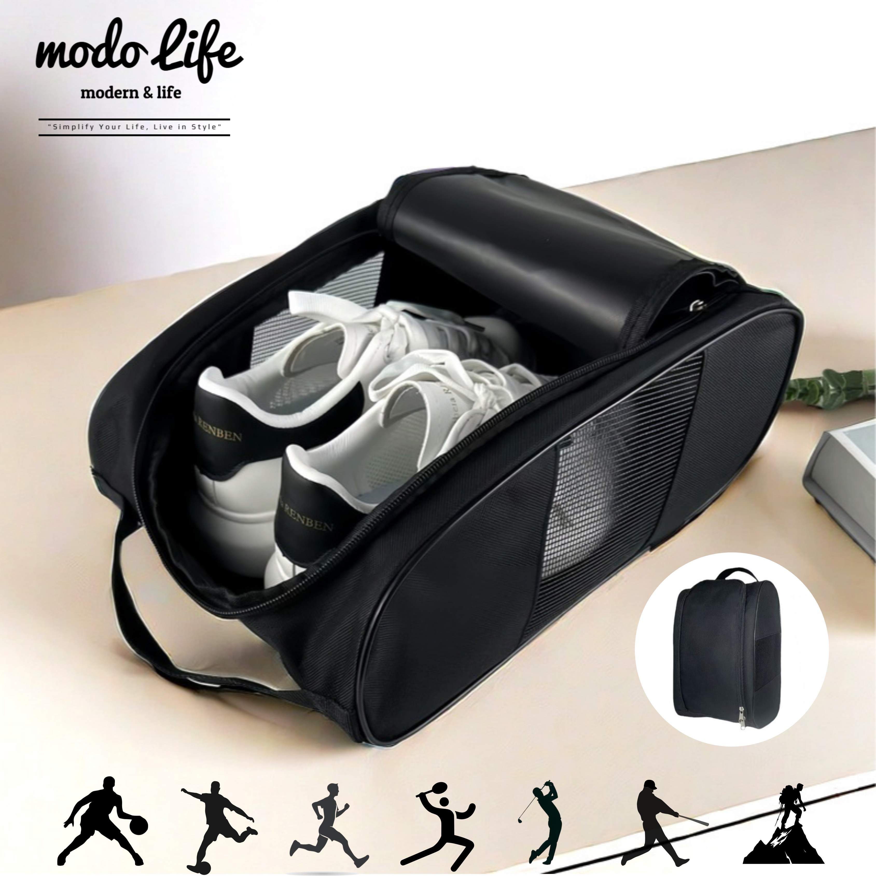 모도라이프 통풍최강 경량 메쉬 신발주머니, 블랙, 1개 9,700원