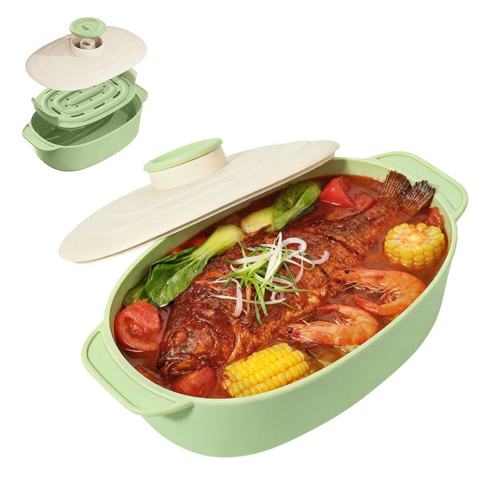 Mostrin 다용도 실리콘 찜기 전자레인지용기 생선 촉촉 찜기, 1개, 그린 19,990원