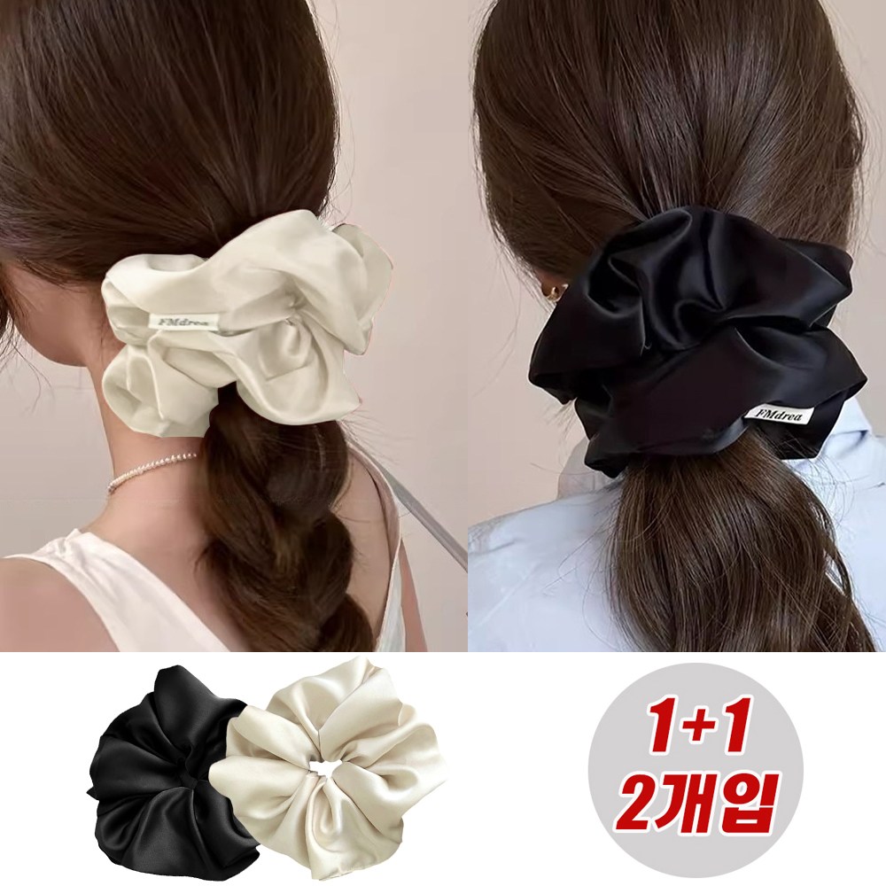 여성 새틴 실크 대왕 곱창 머리끈 헤어밴드 16센치 [2종세트] 6,800원