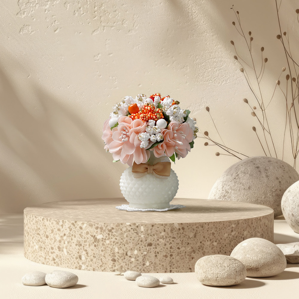 morningscent 꽃장식 봉안당 미니어쳐 꾸미기 납골당 미니 조화 꽃병, 살구색, 1개 15,900원