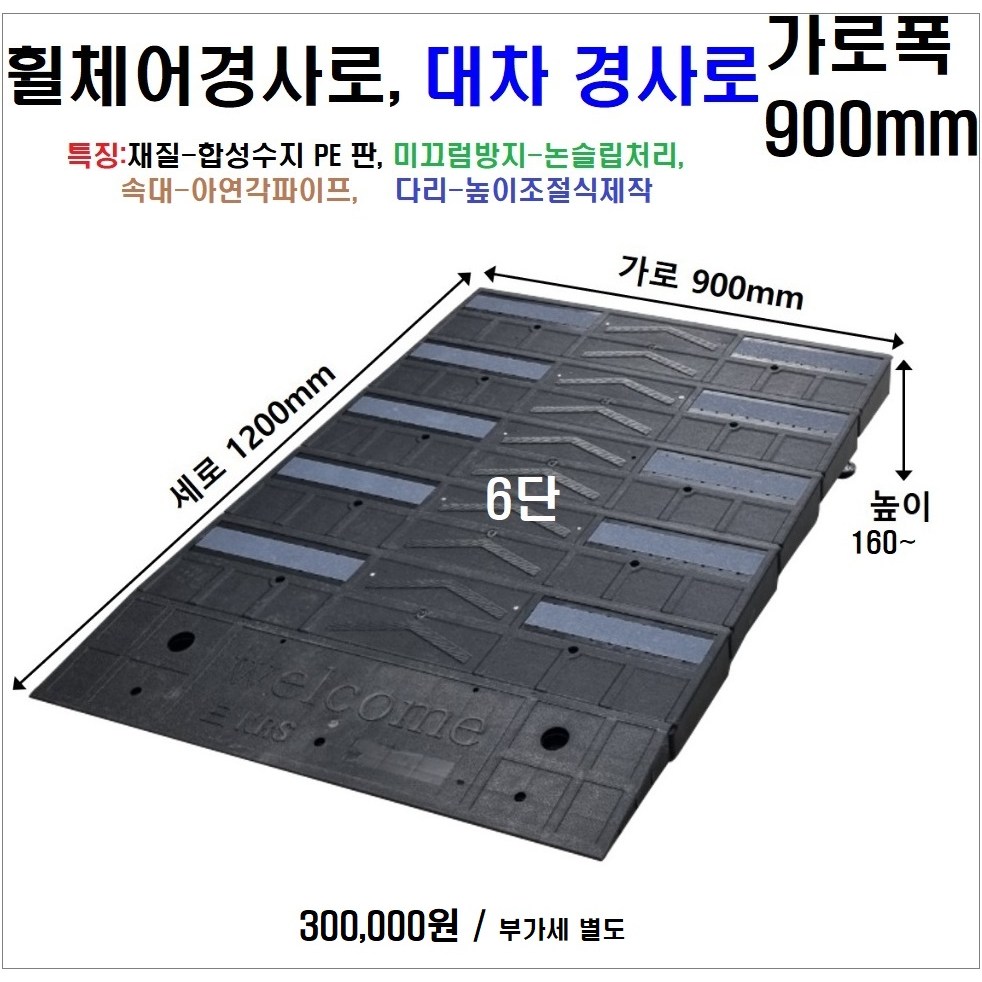 휠체어진입판(900x1200x160~180) 문턱 휠체어경사로 상가진입판 330,000원