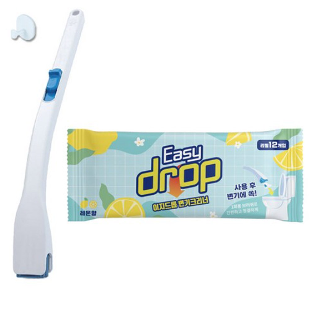 이지드롭 일회용 변기크리너 세트 핸들 + 리필브러쉬 12p + 전용 고리 10,800원