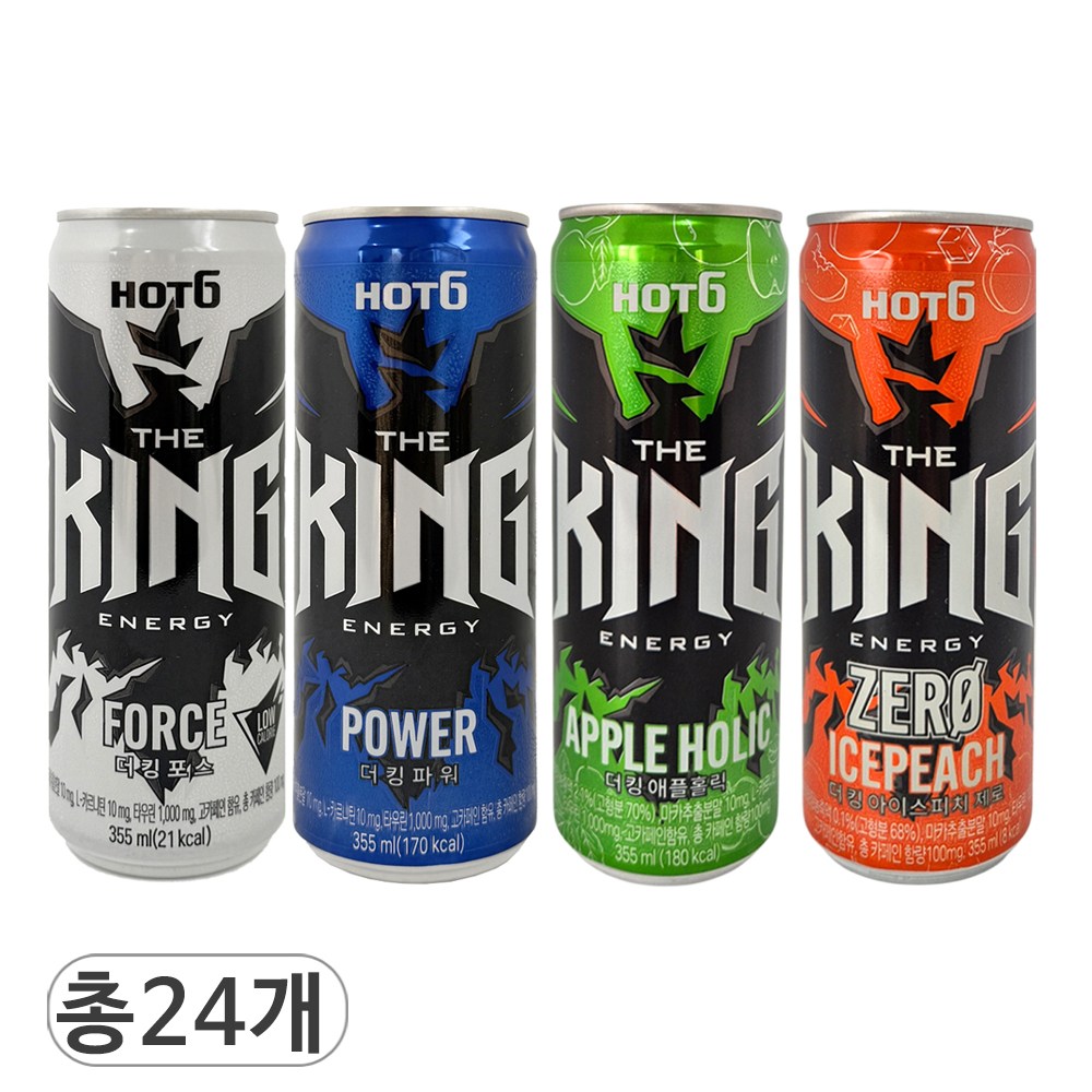 핫식스 더킹 포스 & 파워 & 애플홀릭 & 아이스피치 제로 4가지맛 혼합 에너지드링크 25,600원
