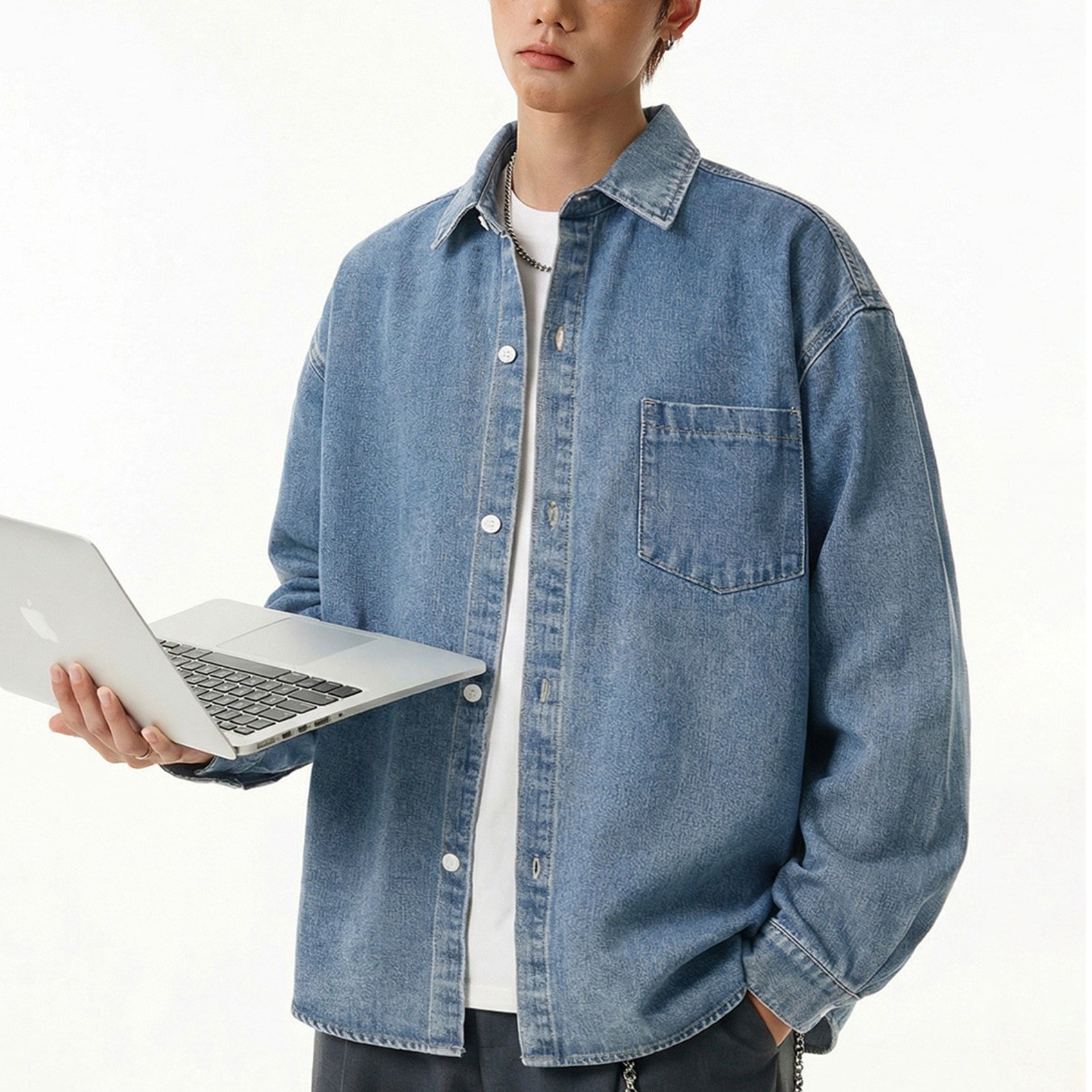 하울맨 남성 빅사이즈 워싱 데님 셔츠 빈티지 생지 긴팔 청남방 29,800원