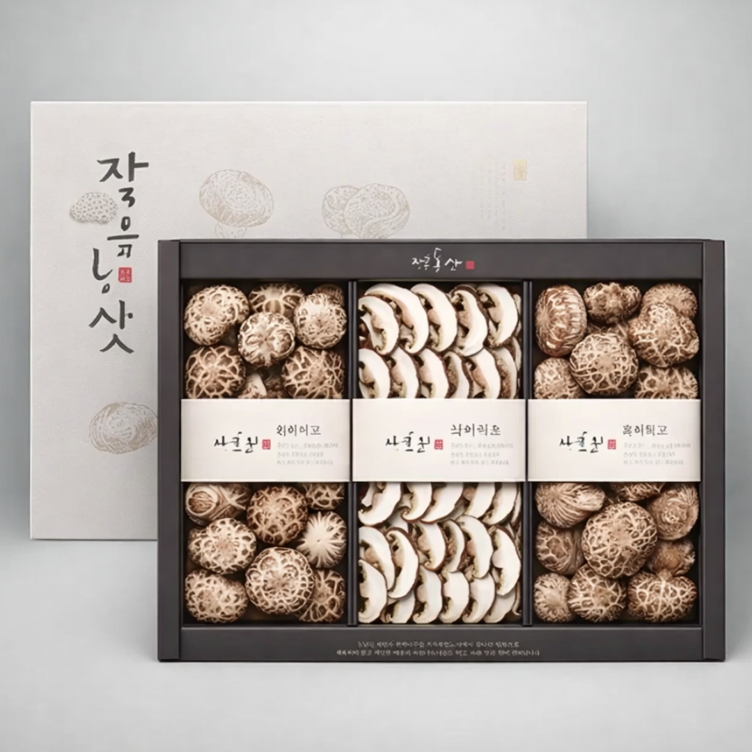 전남명품 장흥 표고버섯 혼합 프리미엄 선물세트1 (백화고 150g 흑화고 120g 슬라이스 100g), 5개 590,000원