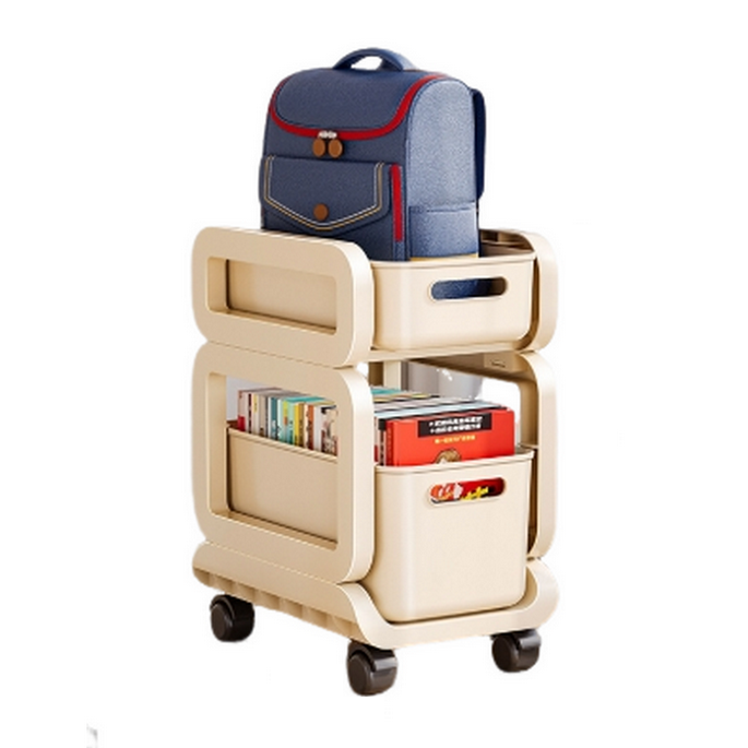 레모릭스 다용도 이동식 바퀴 책 가방 수납 정리 선반 트롤리 2단 3단, 크림 24,900원