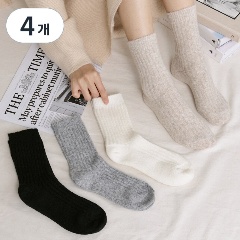 허블리 여성 도톰 따뜻한 양모 겨울 양말 4종세트 12,800원