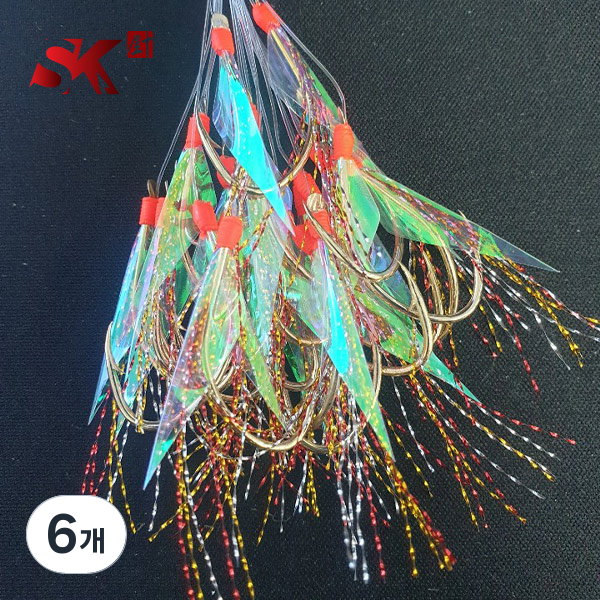 [선경] 우럭 열기 어피바늘 금침 반짝이 아지바늘 대용량, 6개, 20개입 28,130원