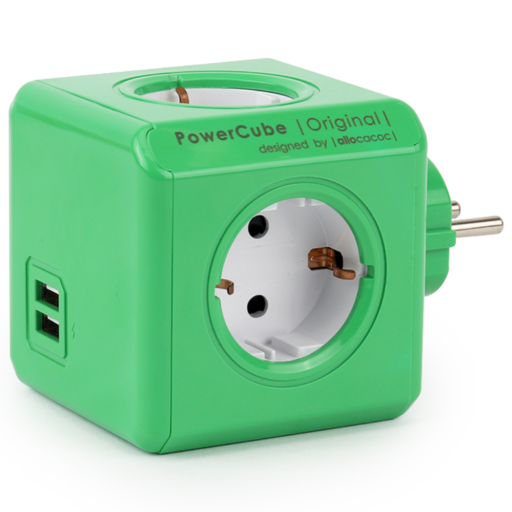 아이정 디자인멀티탭 파워큐브 오리지널 컬러 그린 4구 USB 멀티콘센트 멀티탭, 1개 28,300원