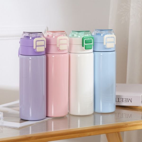 2단 원터치 텀블러 대용량 500ml 스텐316 이중진공 보온보냉 휴대용 빨대 텀블러, 1개, 핑크 10,000원