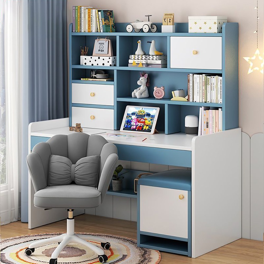 학생 공부 책상 책장 세트 홈오피스 컴퓨터 수납책상, 블루 책상(+의자A+걸상) 323,000원