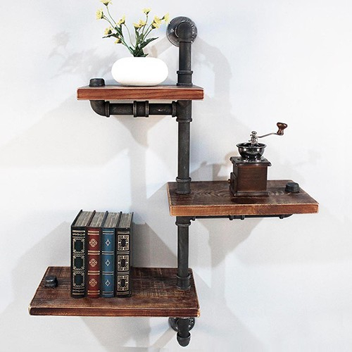 핸즈홈 파파메이드 조립식 파이프 벽 선반 E 진열장, 원목+블랙, NSB(HH-172), 3단 69,900원