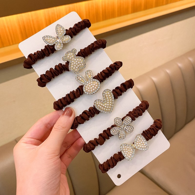 [3컬러 6p1세트]보리보리 진주 머리끈 메탈 곱창밴드 11,400원