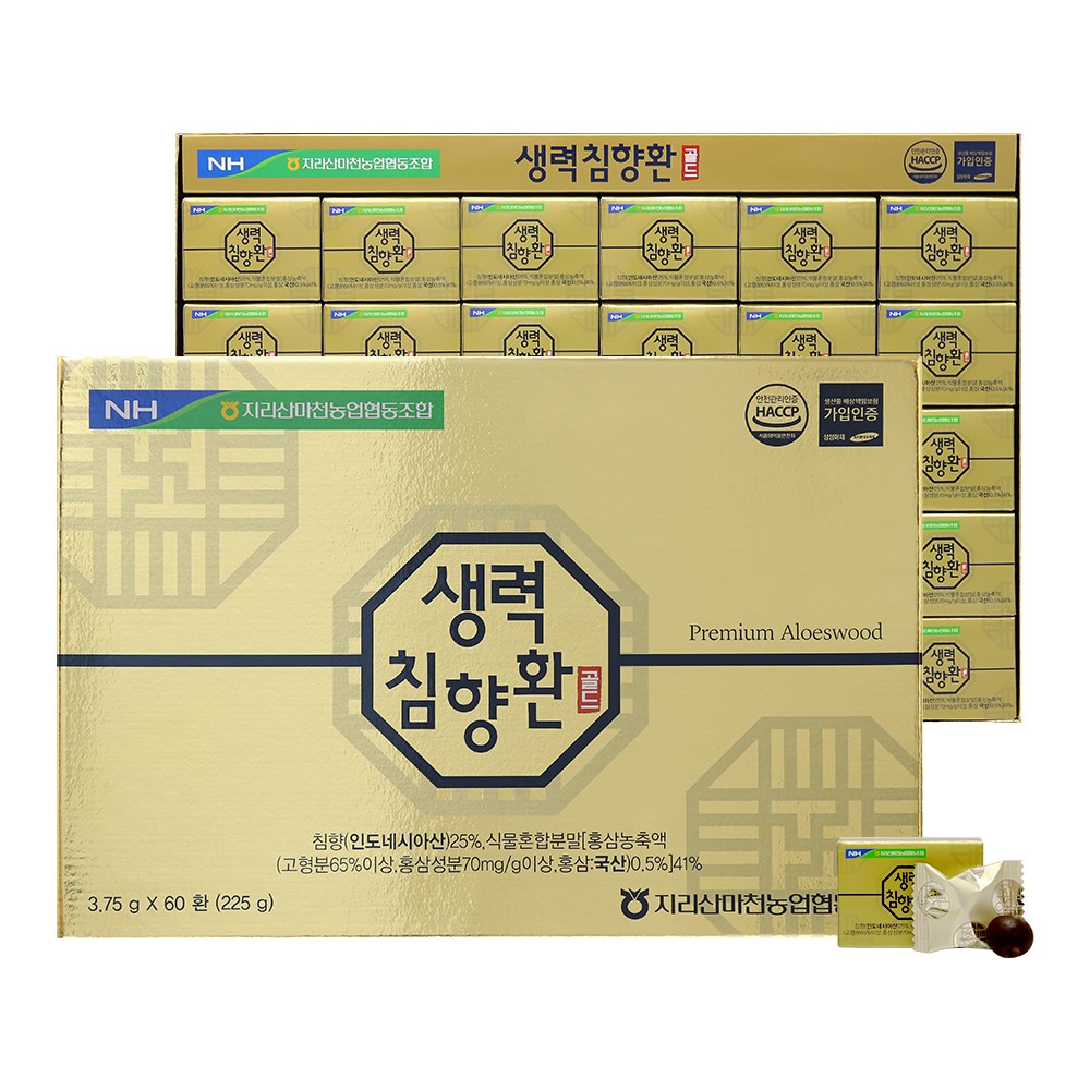 신상품/ [농협] 생력 침향환 골드 60환 (침향 고함량 /선물용 쇼핑백 포함), 60개, 3.75g 40,430원