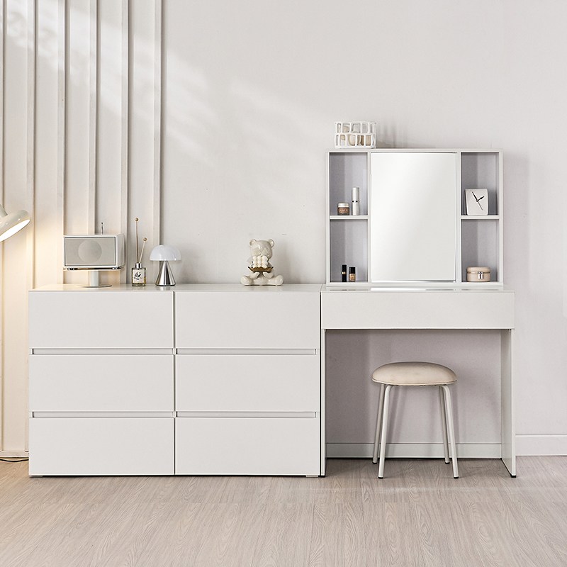 사월의가구 화장대 수납형 콘솔 화장대 세트 (거울포함) 스퀘어 입식 화장대 1200 3단 와이드 서랍장 세트, 화이트(3단와이드서랍장포함) 272,800원