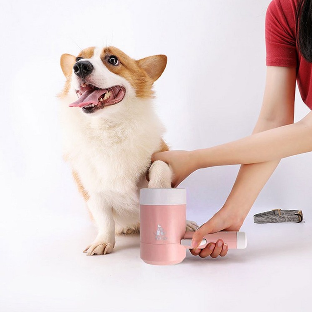 현데코 강아지발 반자동 세척기 반려동물 발닦이 클리너컵, 1개, 연핑크 27,150원
