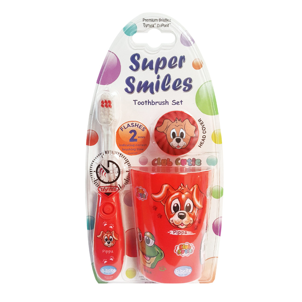 비브라이트 레드퍼피 LED칫솔 + 양치컵 + 홀더 세트, 1세트 6,390원