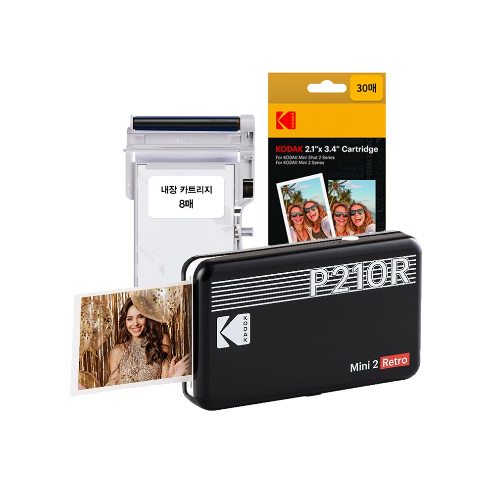 코닥 미니 2 레트로 P210R 블랙+카트리지 38매 번들 휴대용 포토프린터 스마트폰 핸드폰사진인화기 144,000원