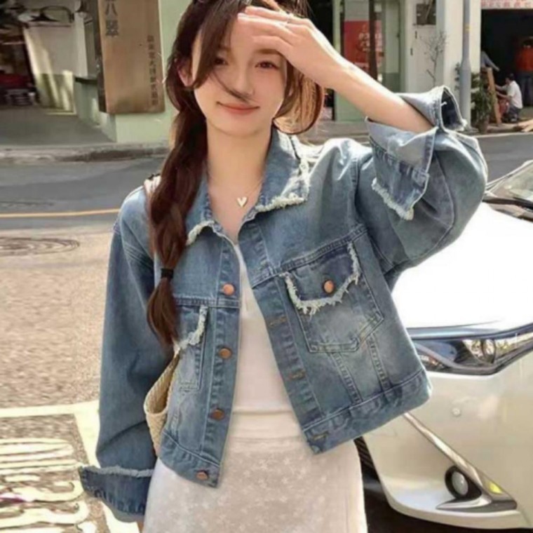 자켓 청 여성 외투 봄 데님 여자 워싱 빈티지 크롭 아우터 간절기 45,500원