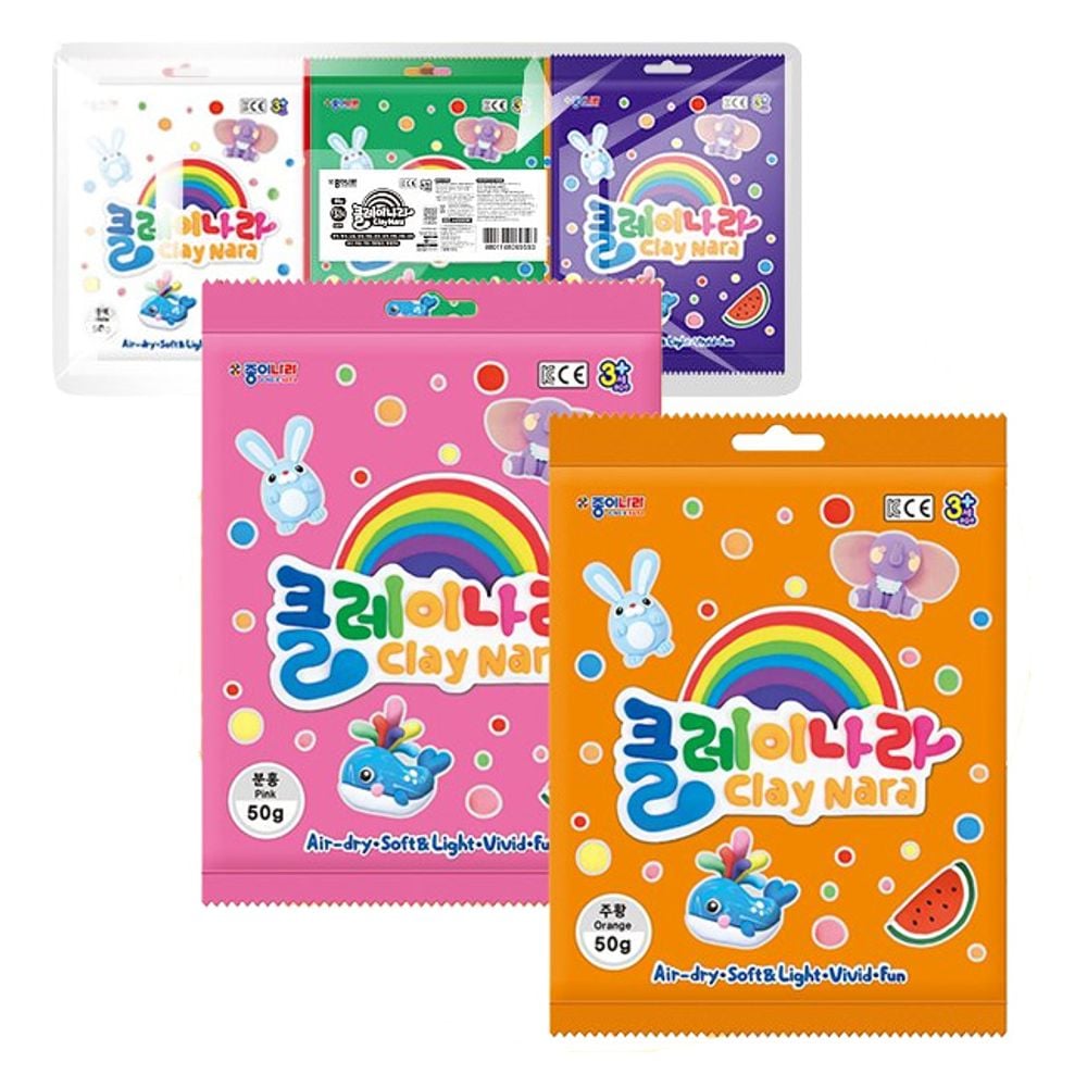 아동 클레이나라 실링백 50g 15색 세트 1P 찰흙 점토 여러색 종이 슬라임 15색 클레이 칼라점토 dew+9860oa 36,290원