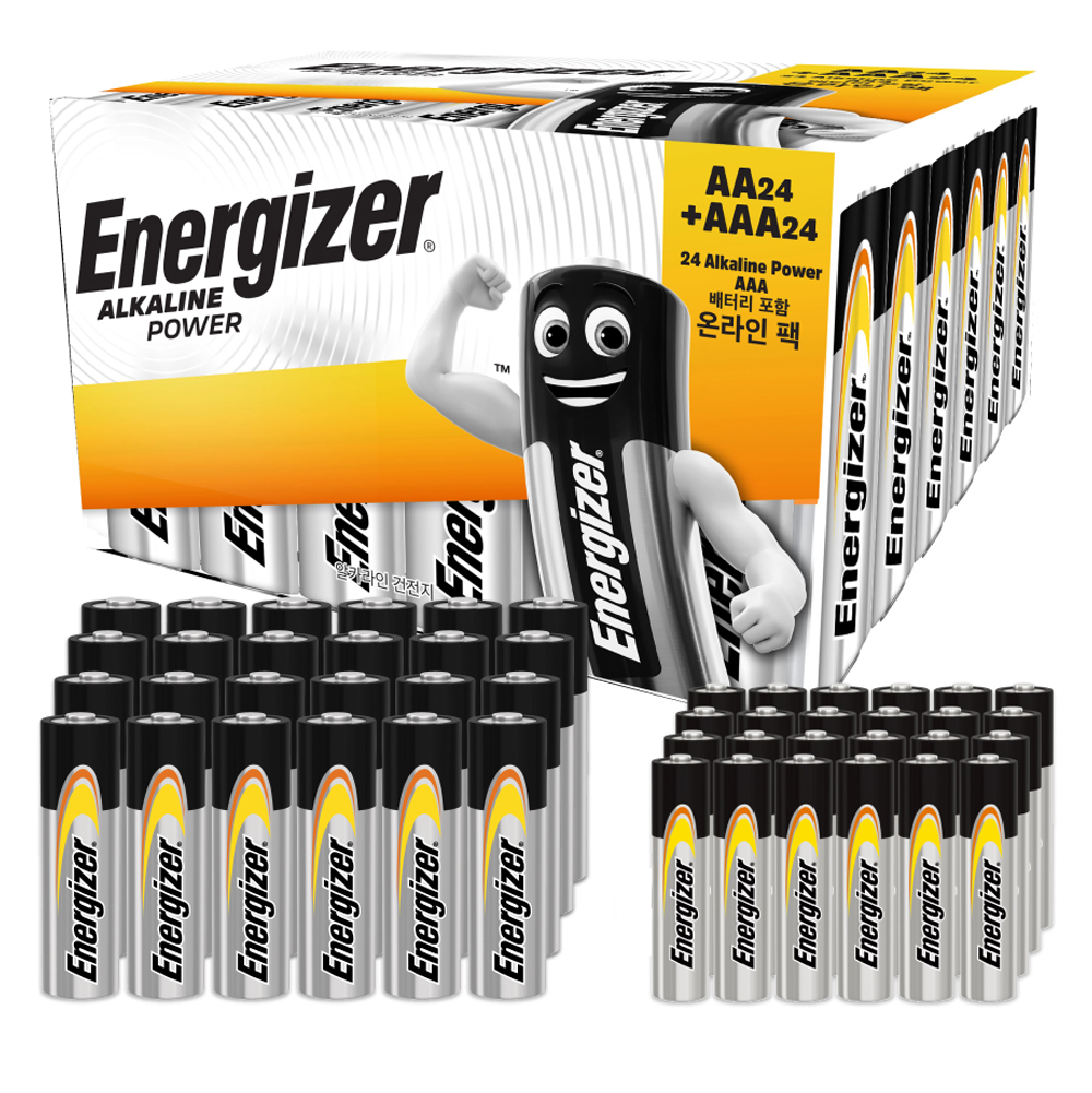 에너자이저 알카라인 파워 건전지 배터리 보관 케이스팩 AA 24p + AAA 24p 29,000원